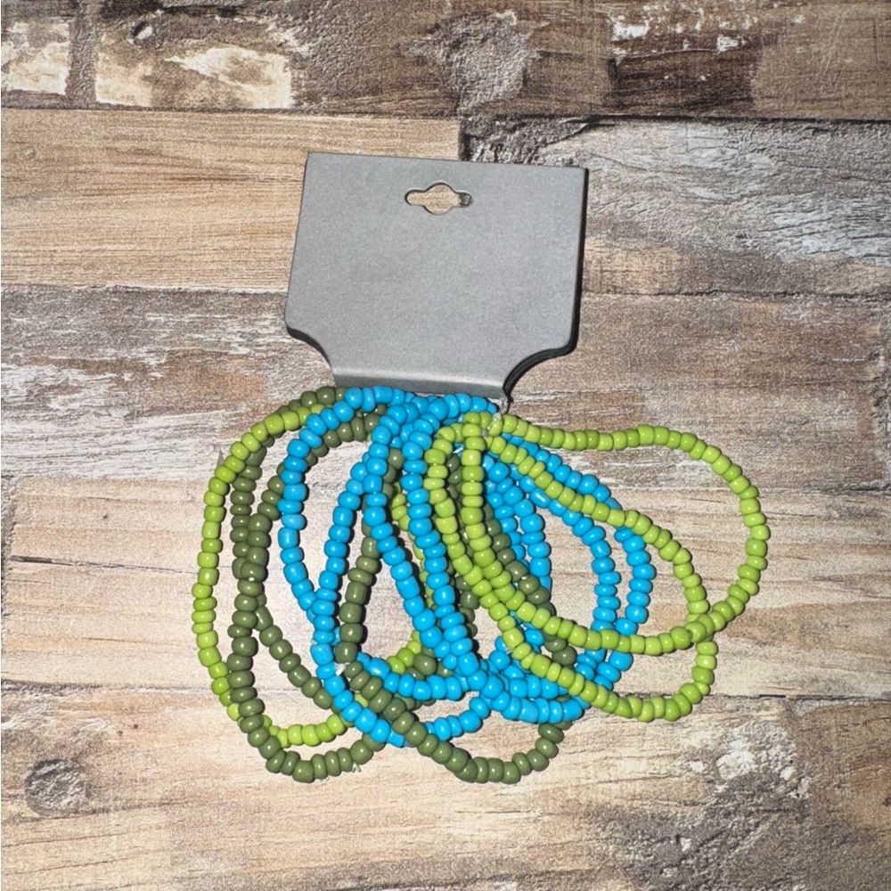 Blue and Green Beaded Bracelets